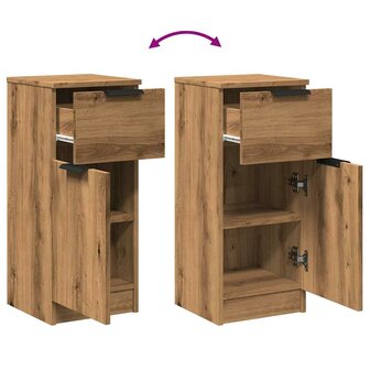 Dressoir 30x30x70 cm bewerkt hout artisanaal eikenkleur 8