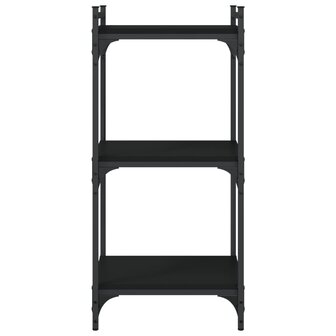 Boekenkast 3-laags 40x30x86 cm bewerkt hout zwart 4