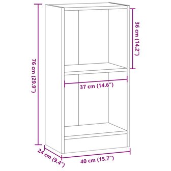 Boekenkast 40x24x76 cm bewerkt hout gerookt eikenkleurig 9