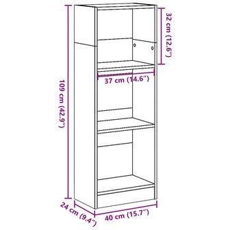 Boekenkast 40x24x109 cm bewerkt hout wit 9