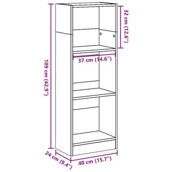 Boekenkast 40x24x109 cm bewerkt hout artisanaal eikenkleurig 9
