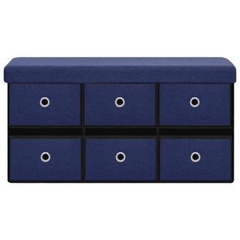 Opbergbank inklapbaar 76x38x38 cm kunstlinnen blauw 3