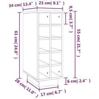 Wijnkast 23x34x61 cm massief grenenhout 8