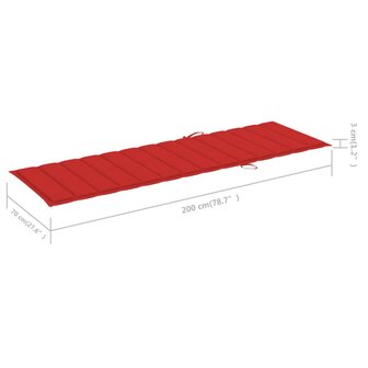 Ligbed met rood kussen ge&iuml;mpregneerd grenenhout 8
