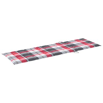 Ligbed met rood geruit kussen ge&iuml;mpregneerd grenenhout 5