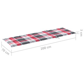 Ligbed met rood geruit kussen ge&iuml;mpregneerd grenenhout 8