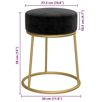 Hocker rond fluweel zwart 6