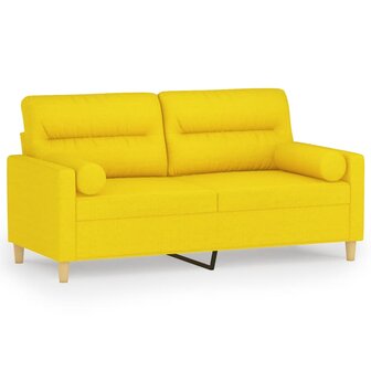 Tweezitsbank met sierkussens 140 cm stof lichtgeel 2