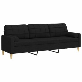 3-zitsbank met sierkussens 210 cm stof zwart 2