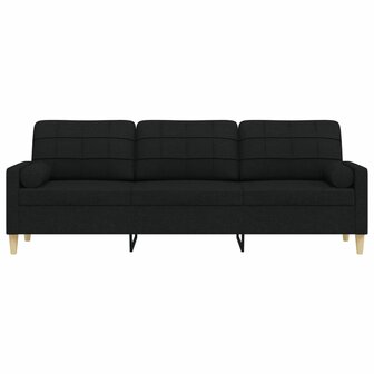 3-zitsbank met sierkussens 210 cm stof zwart 3
