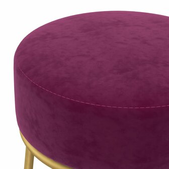 Hocker rond fluweel paars 4