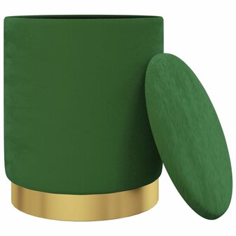 Hocker met opbergruimte rond fluweel groen 3