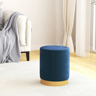 Hocker met opbergruimte rond fluweel blauw 1