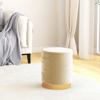 Hocker met opbergruimte rond fluweel abrikooskleurig 1