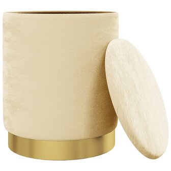 Hocker met opbergruimte rond fluweel abrikooskleurig 3