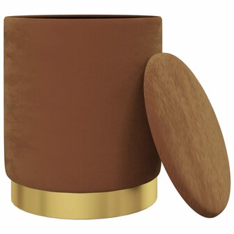 Hocker met opbergruimte rond fluweel bruin 3