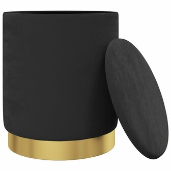 Hocker met opbergruimte rond fluweel zwart 3