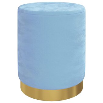 Hocker met opbergruimte rond fluweel lichtblauw 2