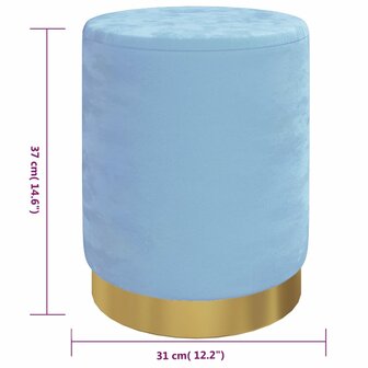 Hocker met opbergruimte rond fluweel lichtblauw 6