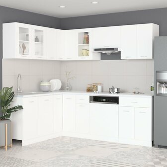 11-delige Keukenkastenset bewerkt hout wit 1