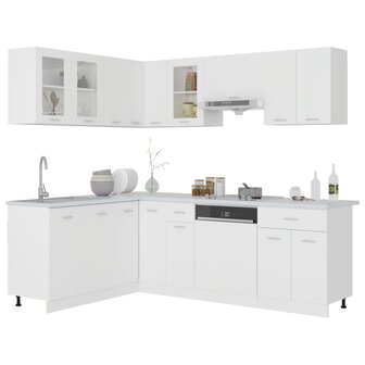 11-delige Keukenkastenset bewerkt hout wit 2