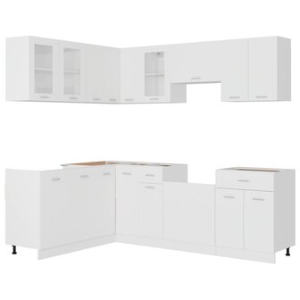 11-delige Keukenkastenset bewerkt hout wit 3