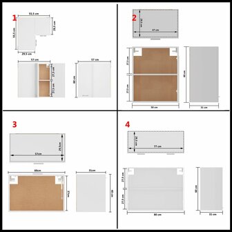 11-delige Keukenkastenset bewerkt hout wit 9