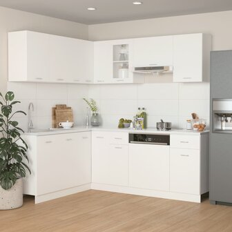 11-delige Keukenkastenset bewerkt hout wit 1