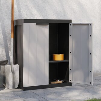 Tuinkast 65x37x85 cm polypropeen grijs en zwart 3