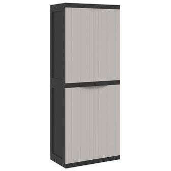 Tuinkast 65x37x165 cm polypropeen grijs en zwart 2