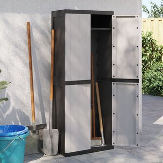 Tuinkast 65x37x165 cm polypropeen grijs en zwart 3