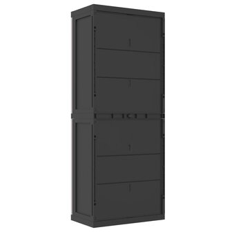 Tuinkast 65x37x165 cm polypropeen grijs en zwart 6