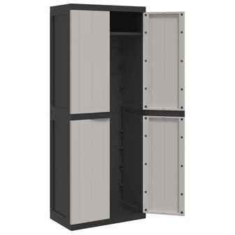 Tuinkast 65x37x165 cm polypropeen grijs en zwart 9