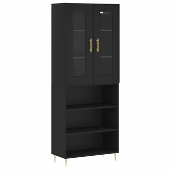 Hoge kast 69,5x34x180 cm bewerkt hout zwart 2