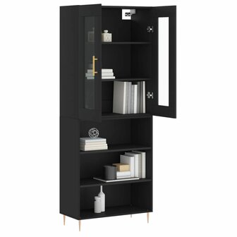 Hoge kast 69,5x34x180 cm bewerkt hout zwart 3