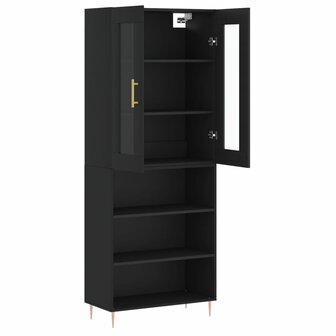 Hoge kast 69,5x34x180 cm bewerkt hout zwart 4
