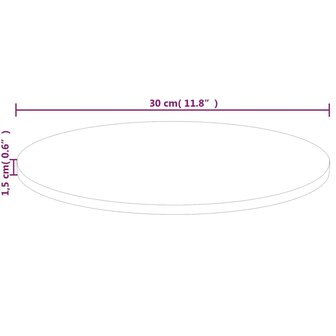 Tafelblad rond &Oslash;30x1,5 cm onbehandeld massief eikenhout 4