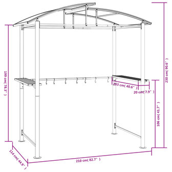 Barbecue-overkapping 210x114x230 cm staal antracietkleurig 7