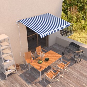 Luifel automatisch uittrekbaar 300x250 cm blauw en wit 1