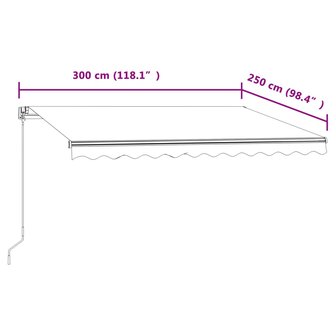 Luifel automatisch uittrekbaar 300x250 cm blauw en wit 9