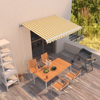 Luifel automatisch uittrekbaar 300x250 cm geel en wit 1