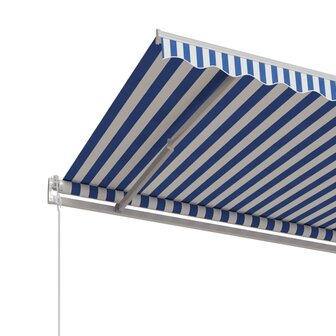 Luifel automatisch uittrekbaar 400x350 cm blauw en wit 5