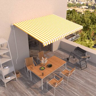 Luifel automatisch uittrekbaar 400x350 cm geel en wit 1