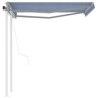 Luifel automatisch uittrekbaar met palen 3x2,5 m blauw en wit 3