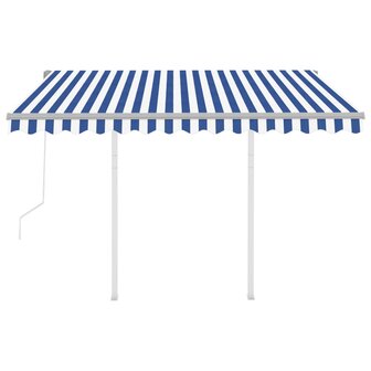 Luifel automatisch uittrekbaar met palen 3x2,5 m blauw en wit 4