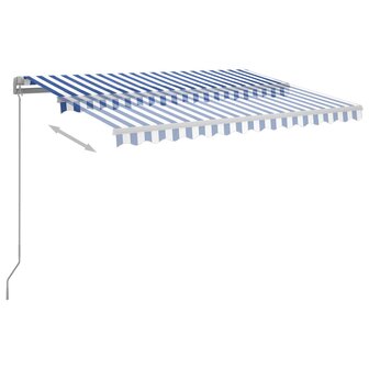 Luifel automatisch uittrekbaar met palen 3x2,5 m blauw en wit 5