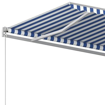Luifel automatisch uittrekbaar met palen 3x2,5 m blauw en wit 6