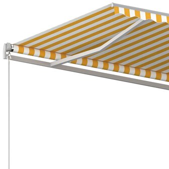 Luifel automatisch uittrekbaar met palen 3x2,5 m geel en wit 3