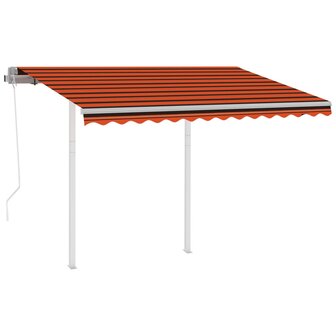 Luifel automatisch uittrekbaar met palen 3x2,5 m oranje bruin 3
