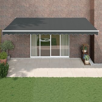 Luifel uittrekbaar 5x3 m stof en aluminium antracietkleurig 1
